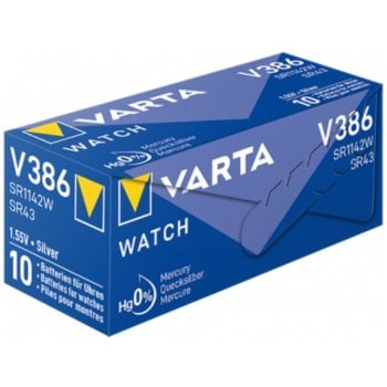 10 Piles Varta V386 SR43 SR1142SW pour Montre Oxyde d'Argent 1,55V