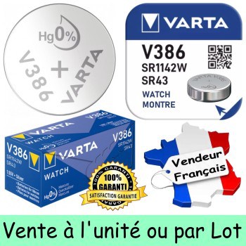 10 Piles Varta V386 SR43 SR1142SW pour Montre Oxyde d'Argent 1,55V