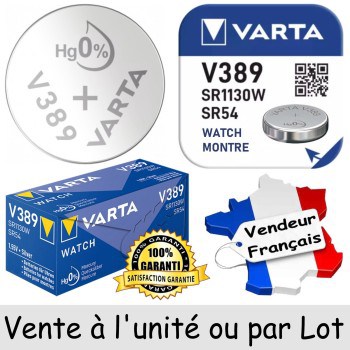 Pile Varta V389 SR54 SR1130W pour Montre Oxyde d'Argent 1,55V