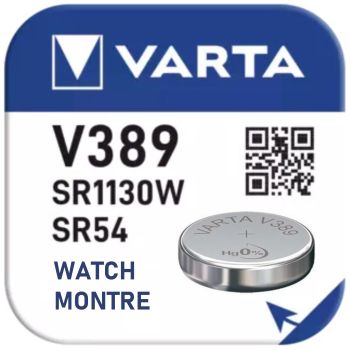 2 Piles Varta V389 SR54 SR1130W pour Montre Oxyde d'Argent 1,55V