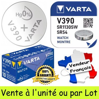 2 Piles Varta V390 SR54 SR1130SW pour Montre Oxyde d'Argent 1,55V