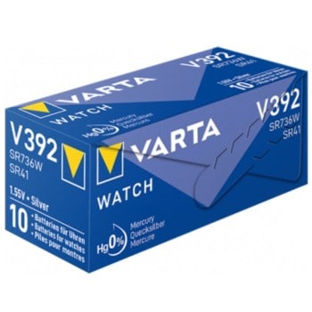 10 Piles Varta V392 SR41 SR736W pour Montre Oxyde d'Argent 1,55V