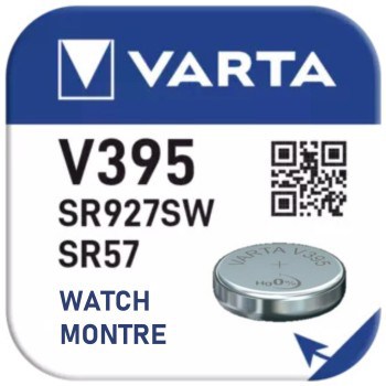 Pile Varta V395 SR57 SR927SW pour Montre Oxyde d'Argent 1,55V