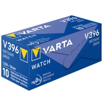 5 Piles Varta V396 SR59 SR726W pour Montre Oxyde d'Argent 1,55V