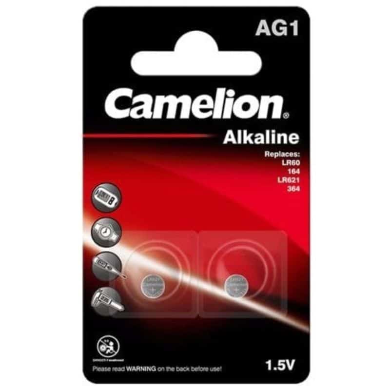 2 Piles AG1 LR60 LR621 164 364 G1 SR621W Camelion Alcaline 1,5V