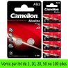 20 Piles AG2 LR59 LR726 196 396 397 G2 SR726W Camelion Alcaline 1,5V