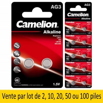 10 Piles AG3 LR41 LR736 192 392 G3 SR41W Camelion Alcaline 1,5V