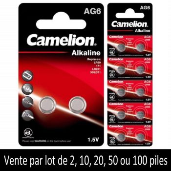 10 Piles AG6 LR69 LR921 171 370 371 G6 SR920W Camelion Alcaline 1,5V