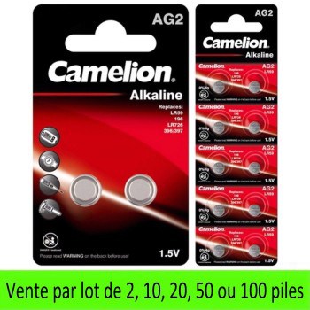 100 Piles AG2 LR59 LR726 196 396 397 G2 SR726W Camelion Alcaline 1,5V