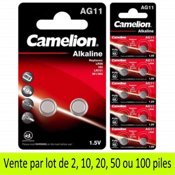 100 Piles AG11 LR58 LR721 162 361 362 SR721W Camelion Alcaline 1,5V