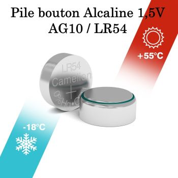 20 Piles AG10 LR54 LR1130 LR1131 189 389 390 Camelion Alcaline 1,5V