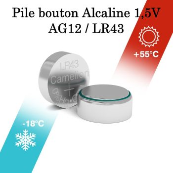 100 Piles AG12 LR43 LR1142 186 301 386 SR43W Camelion Alcaline 1,5V