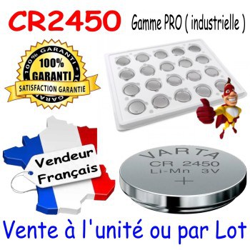 2 Piles bouton CR2450 DL2450 Varta Pro Bulk Lithium 3V