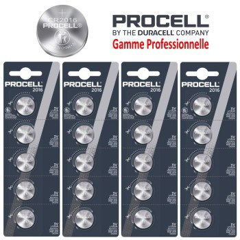 20 Piles bouton CR2016 DL2016 Duracell Procell Lithium 3V