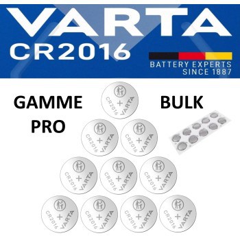 10 Piles bouton CR2016 DL2016 Varta Pro Bulk Lithium 3V
