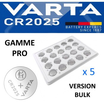 100 Piles bouton CR2025 DL2025 Varta Pro Bulk Lithium 3V
