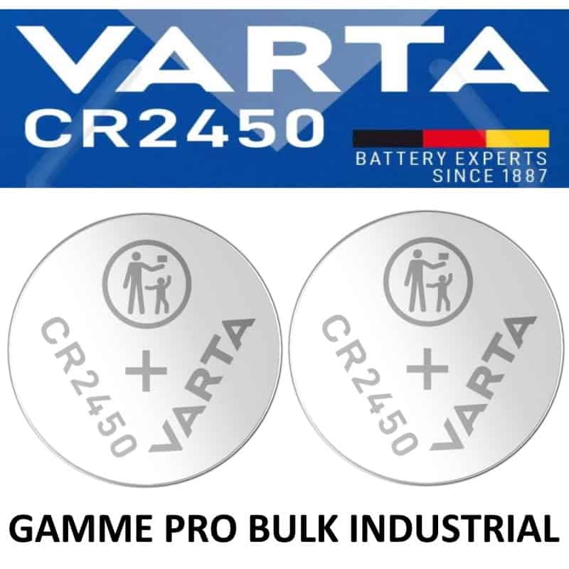 2 Piles bouton CR2450 DL2450 Varta Pro Bulk Lithium 3V