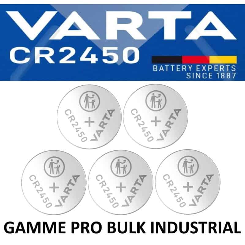 5 Piles bouton CR2450 DL2450 Varta Pro Bulk Lithium 3V