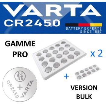 50 Piles bouton CR2450 DL2450 Varta Pro Bulk Lithium 3V