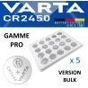 100 Piles bouton CR2450 DL2450 Varta Pro Bulk Lithium 3V