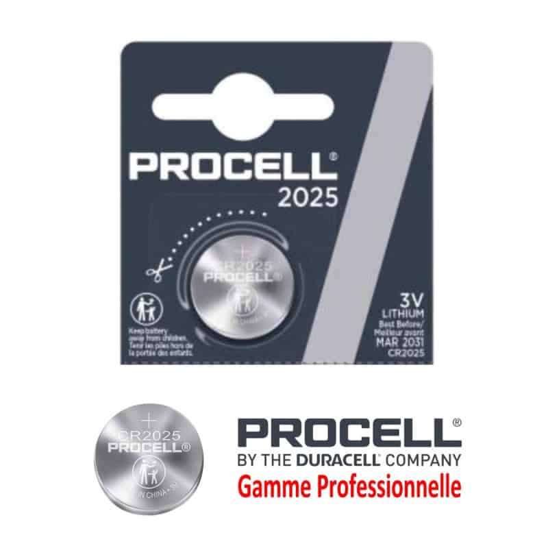 Pile bouton CR2025 DL2025 Duracell Procell Lithium 3V