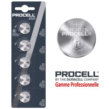 5 Piles bouton CR2025 DL2025 Duracell Procell Lithium 3V