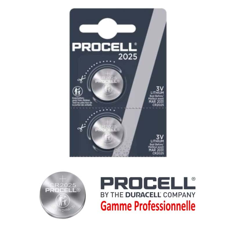 2 Piles bouton CR2025 DL2025 Duracell Procell Lithium 3V