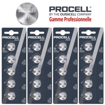 20 Piles bouton CR2025 DL2025 Duracell Procell Lithium 3V