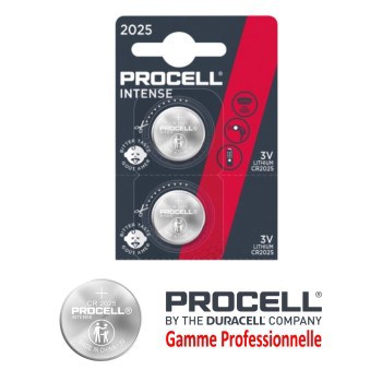 2 Piles bouton CR2025 DL2025 Duracell Procell Intense Lithium 3V