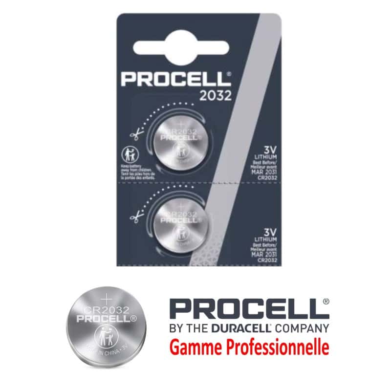 2 Piles bouton CR2032 DL2032 Duracell Procell Lithium 3V