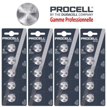 20 Piles bouton CR2032 DL2032 Duracell Procell Lithium 3V