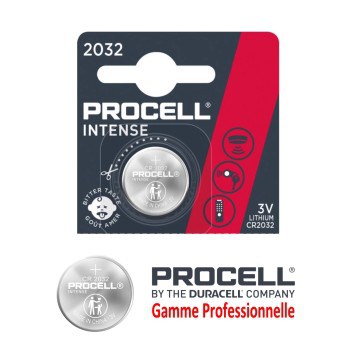 Pile bouton CR2032 DL2032 Duracell Procell Intense Lithium 3V