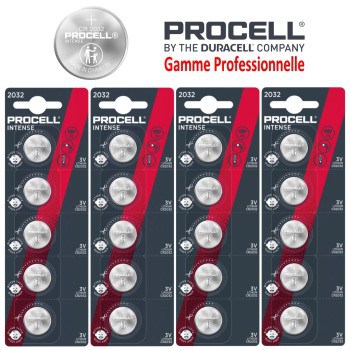 20 Piles bouton CR2032 DL2032 Duracell Procell Intense Lithium 3V