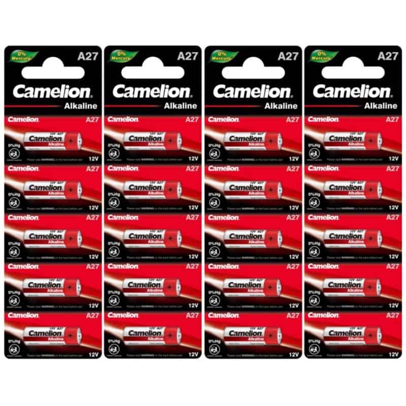 20 Piles LR27A A27 MN27 V27A Camelion Alcaline 12V 16 mAh