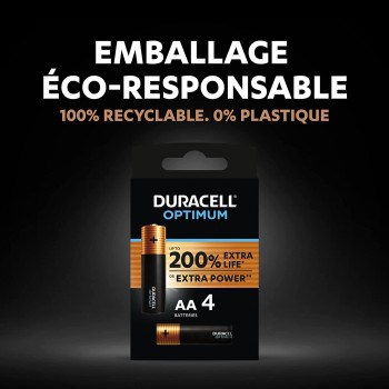 4 Piles LR6 AA E91 MN1500 AM3 Duracell Optimum Alcaline 1,5V