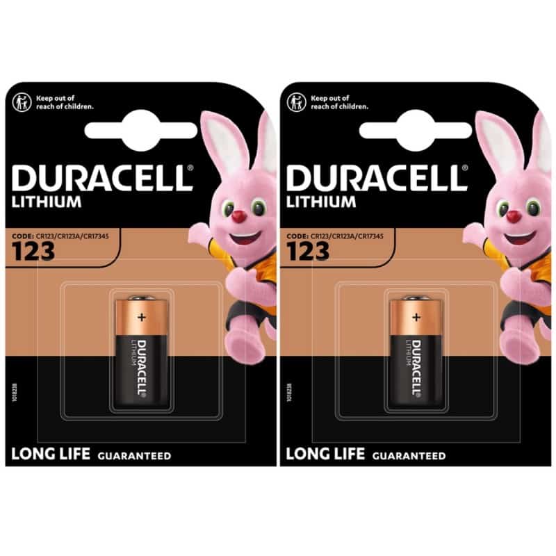 2 Piles CR123A CR17335 CR17345 123 DL123 Duracell Lithium 3V 1400 mAh