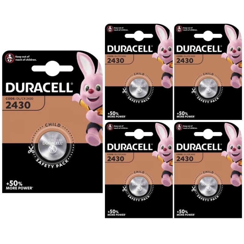 5 Piles bouton CR2430 DL2430 Duracell Lithium 3V