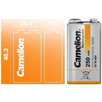 5 Piles Rechargeables 6LR61 9V HR22 MN1604 Camelion Ni-MH 9V 250 mAh