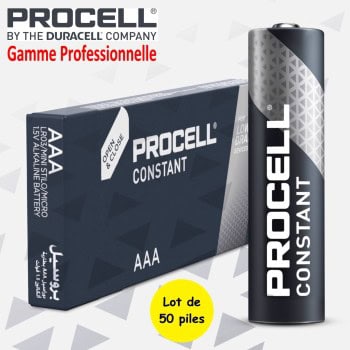 50 Piles LR03 AAA MN2400 AM4 Duracell Procell Constant Alcaline 1,5V