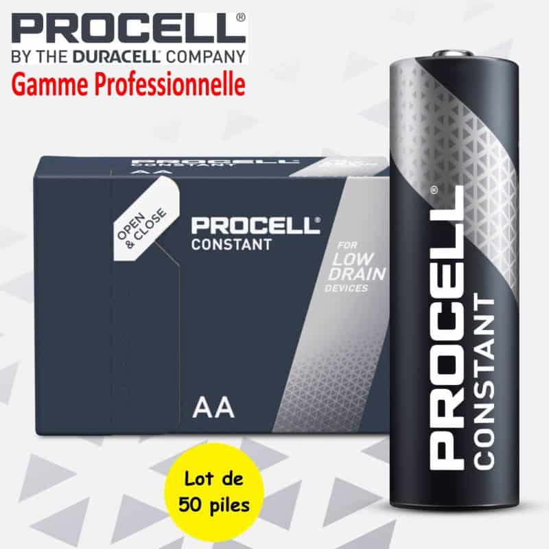 50 Piles LR6 AA MN1500 AM3 Duracell Procell Constant Alcaline 1,5V