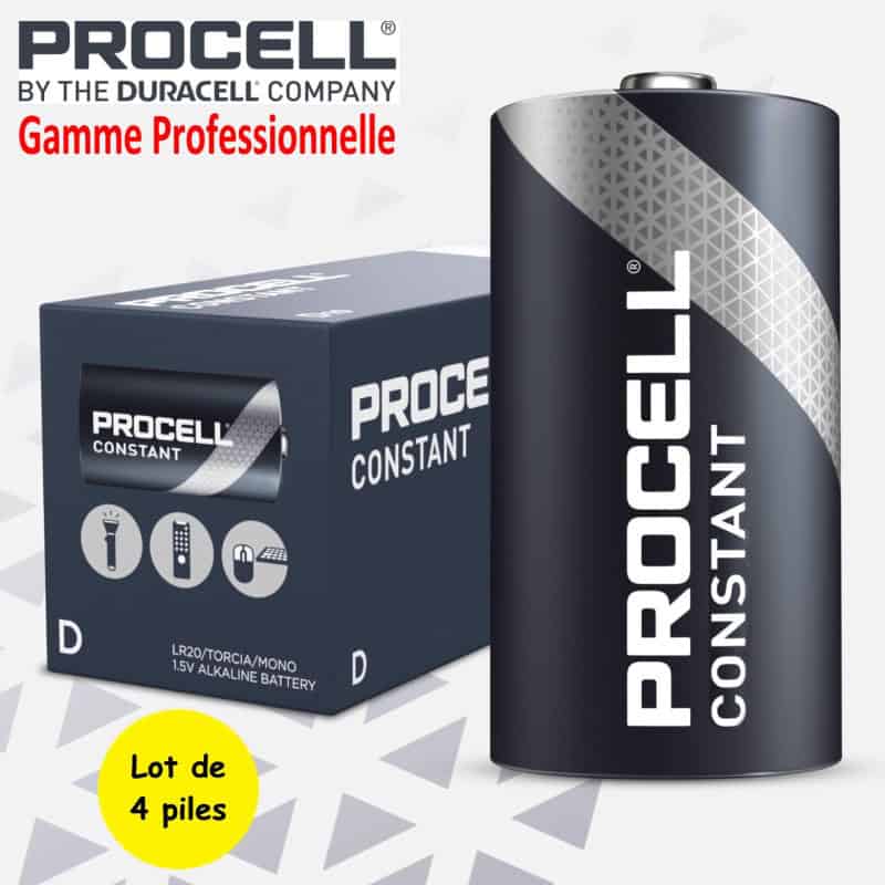 4 Piles LR20 D MN1300 AM1 Duracell Procell Constant Alcaline 1,5V