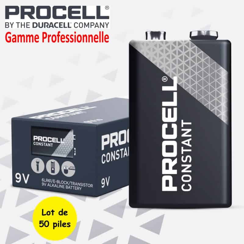 50 Piles 6LR61 9V MN1604 R9 LR22 Duracell Procell Constant Alcaline 9V