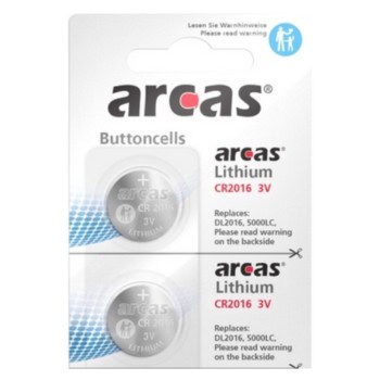 2 Piles bouton CR2016 DL2016 Arcas Lithium 3V