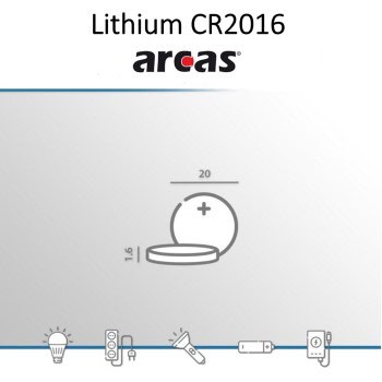 20 Piles bouton CR2016 DL2016 Arcas Lithium 3V