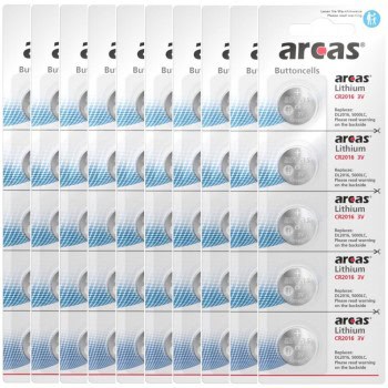 50 Piles bouton CR2016 DL2016 Arcas Lithium 3V