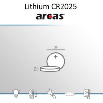Pile bouton CR2025 DL2025 Arcas Lithium 3V