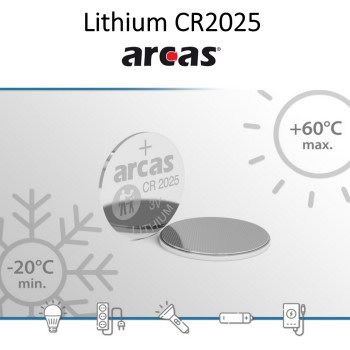 20 Piles bouton CR2025 DL2025 Arcas Lithium 3V