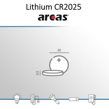 20 Piles bouton CR2025 DL2025 Arcas Lithium 3V