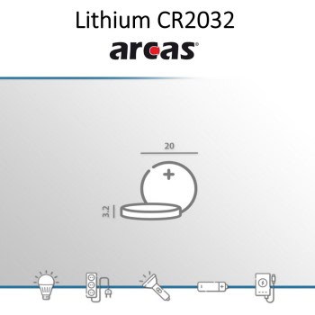 Pile bouton CR2032 DL2032 Arcas Lithium 3V