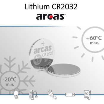 2 Piles bouton CR2032 DL2032 Arcas Lithium 3V